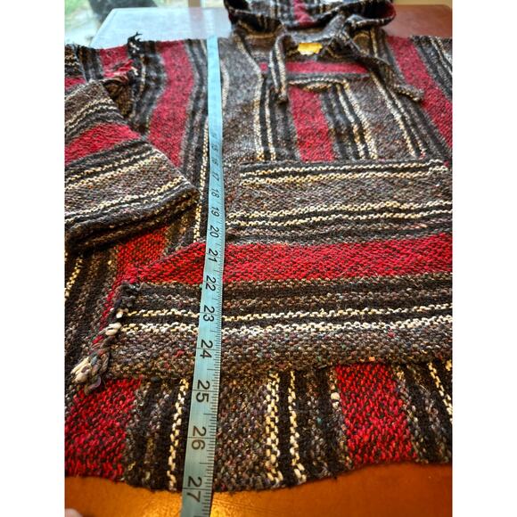 Vintage Baja Hoodie Gold Coast Sunwear Red Black Gray Woven M 🧶🌈 - Picture 3 of 8